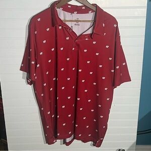 NWT Under Armour Red/White University of Wisconsin “W” Polo Size XXL